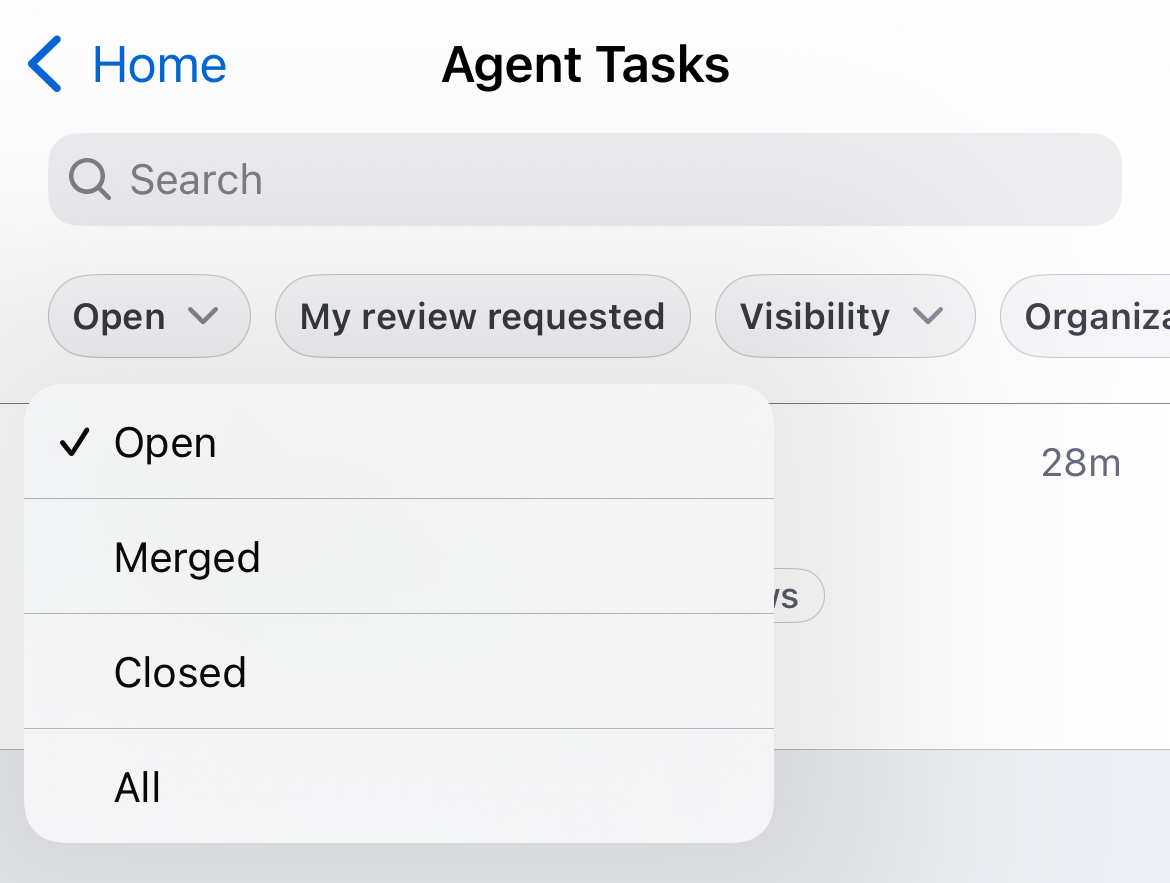 Screenshot of the status dropdown list with a check mark against 'Open'.
